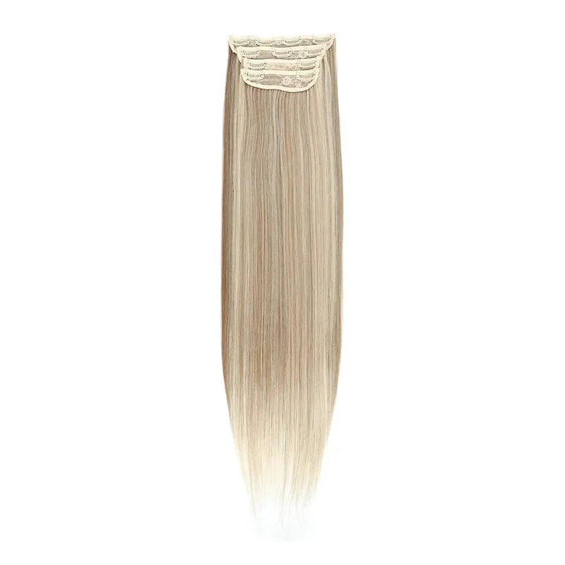 Straight High Temperature Fiber 11 Clips Ins Hair Extensions 24 Inch Orange Brown Synthetic Hair Daily Use Hair Pieces For Women — image 15