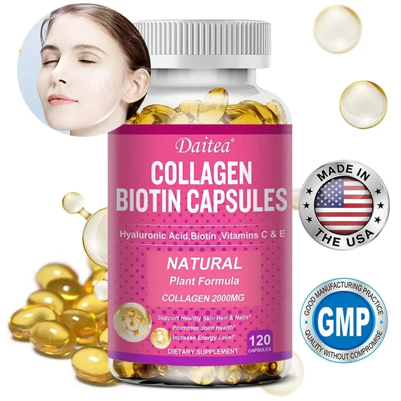 كبسولات Daitea Collagen Biotin تدعم صحة البشرة والمفاصل والشعر والأظافر ومضادات الأكسدة وغير المعدلة وراثيًا — image 1