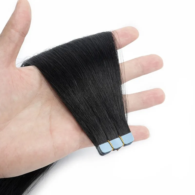 Mini Tape in Hair Extensions Human Hair 3x0.8cm Tiny Interface Tape Ins 360° Movement For Add Side Hair Volume Only 10pcs