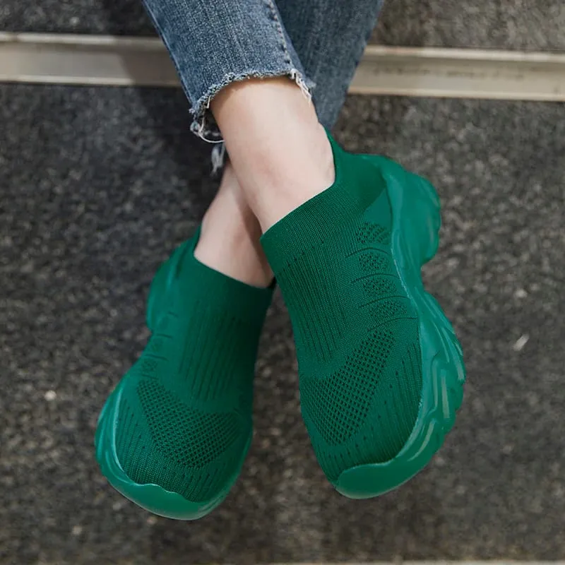 Sneakers i åndbar strik til mænd Letvægts-vandresko med platform til udendørs gåture Pendling og fritidstøj — image 3
