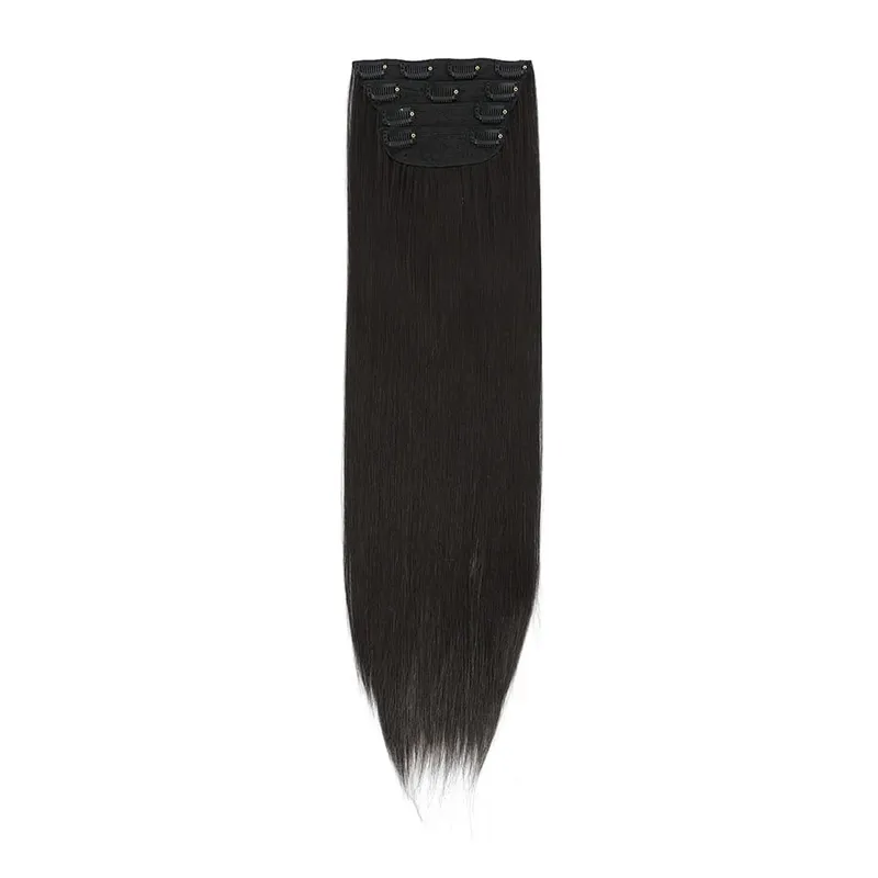 Straight High Temperature Fiber 11 Clips Ins Hair Extensions 24 Inch Orange Brown Synthetic Hair Daily Use Hair Pieces For Women — image 20
