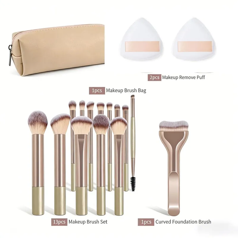 17Pcs Makeup Brush Set with Powder Puff Soft Foundation Blush Contour Powder & Eyeshadow Brushes Professional Cosmetic Tool — image 3