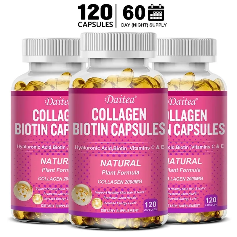 كبسولات Daitea Collagen Biotin تدعم صحة البشرة والمفاصل والشعر والأظافر ومضادات الأكسدة وغير المعدلة وراثيًا — image 2