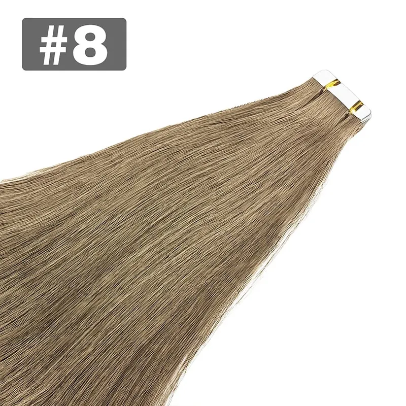 20pcs Tape In Human Hair Extensions Straight Invisible Seamless Natural Black 100% Brazilian Human Hair Tape Ins Hair Extensions — image 12