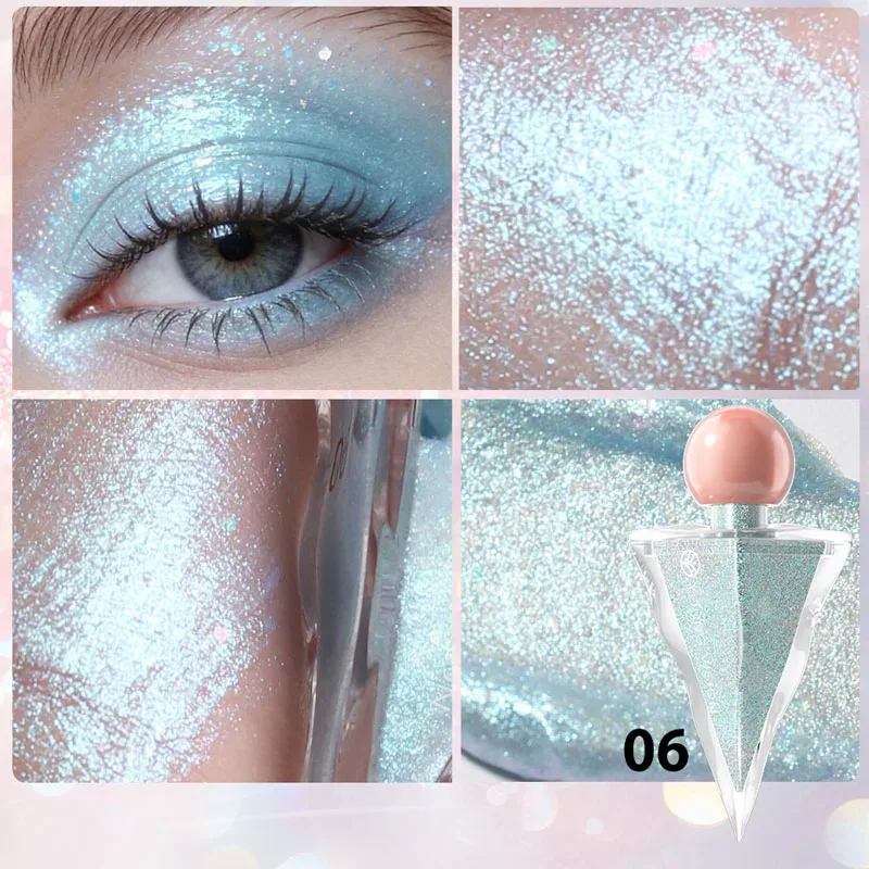 3 Colors Glitter Liquid Eyeshadow Set Shimmer Sparkly Metallic Eye Shadow Multi-Functional Highlighter Enhances Luster Lightweight Water-based Long Lasting Shiny Eye Makeup For Party Festival. — image 4