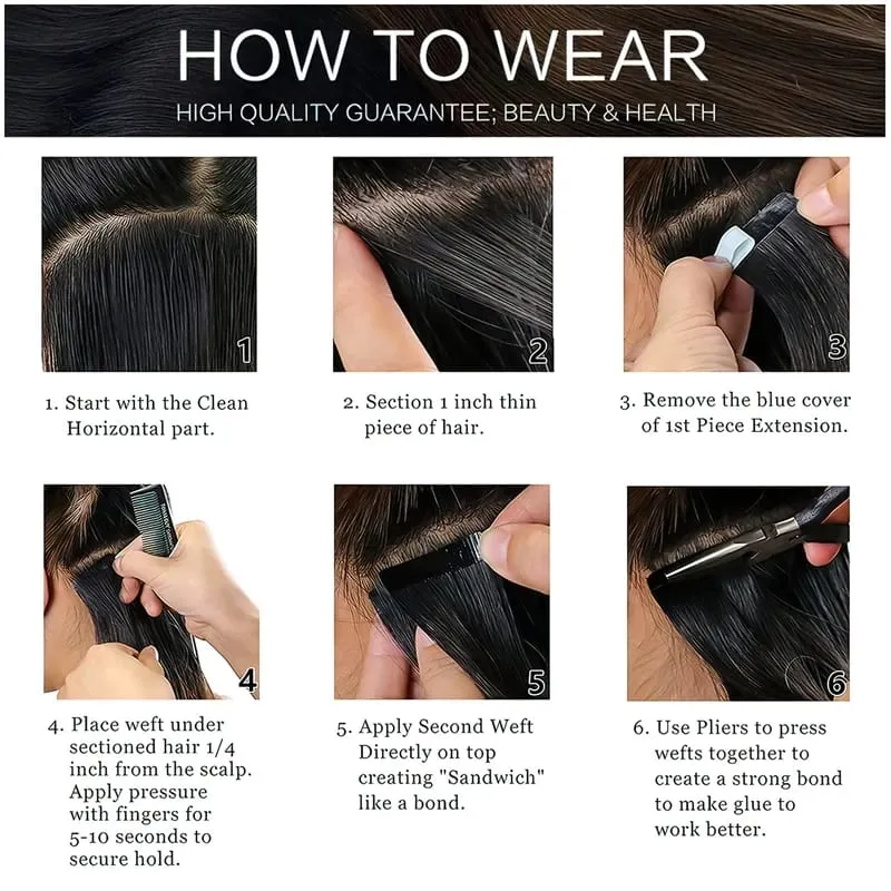 Body Wave Tape In Hair Extensions Extensions 100% Real Vietnamese Human Hair Natural Black Invisible Tape on For Woman 16-26inch