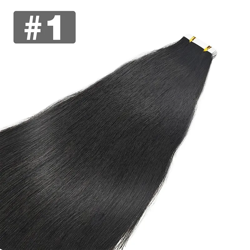 20pcs Tape In Human Hair Extensions Straight Invisible Seamless Natural Black 100% Brazilian Human Hair Tape Ins Hair Extensions