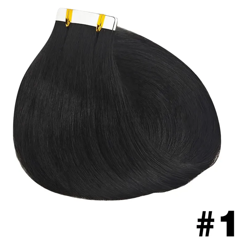 Tape In Hair Extensions Human Hair Straight Natural Black Seamless Weft Skin Extensions 20Pcs 50g/Pack Invisible Tape ins Hair