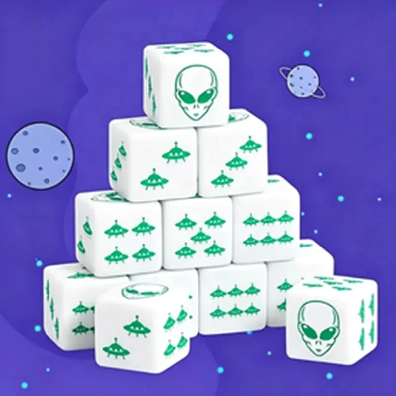 12Pcs Alien Theme D6 Dice Set Dice for Board Games Role Playing Dungeons and Dragons Party Supplies Gift for Adults Family