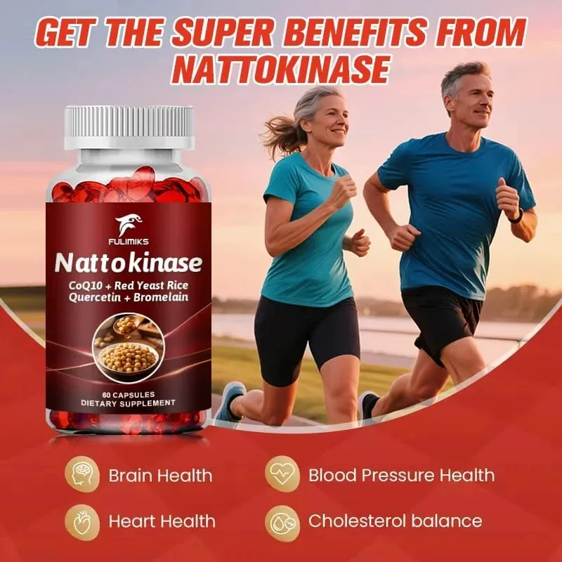 Nattokinase Supplement with CoQ10 Red Yeast Rice Quercetin Bromelain Support Blood Flow Heart Health Digestive Aid Energy — image 5