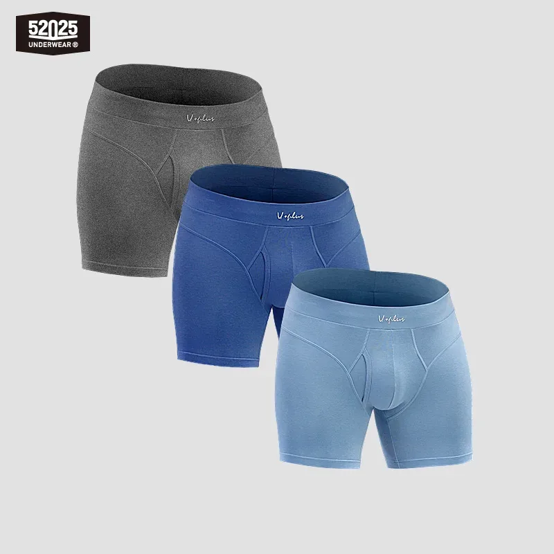 52025 Men's Cotton Modal Boxer Briefs – Ultra-Soft Breathable Underwear with Extended Coverage, All-Day Comfort and Modern Fit