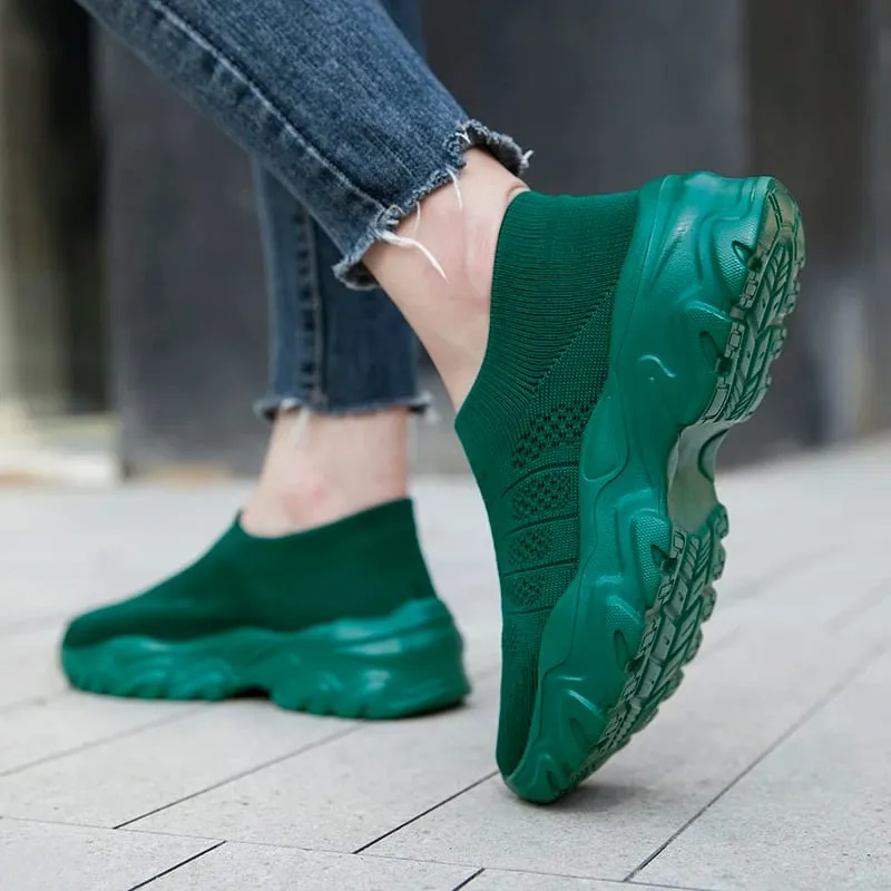 Sneakers i åndbar strik til mænd Letvægts-vandresko med platform til udendørs gåture Pendling og fritidstøj — image 2