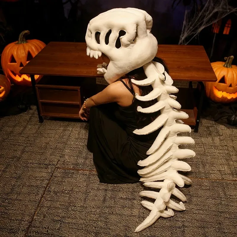 Dinosaur Skeleton Headgear Pillow - 4 Colors Perfect for Party Cosplay & Cozy Sofa Lounging