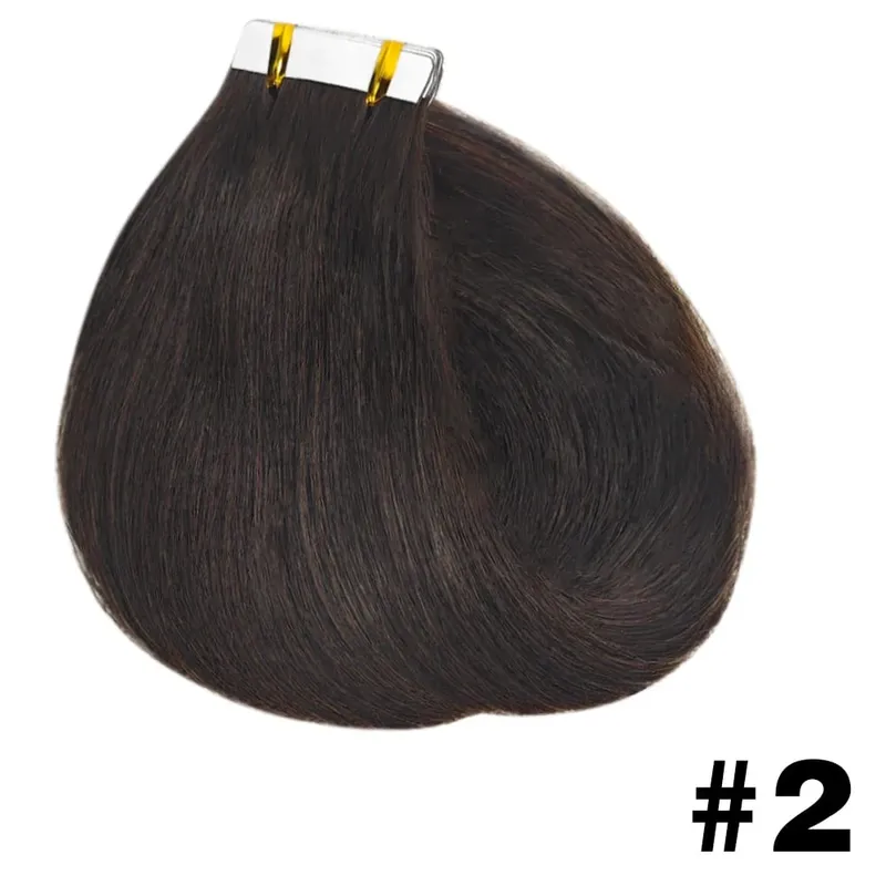 Tape In Hair Extensions Human Hair Straight Natural Black Seamless Weft Skin Extensions 20Pcs 50g/Pack Invisible Tape ins Hair — image 9