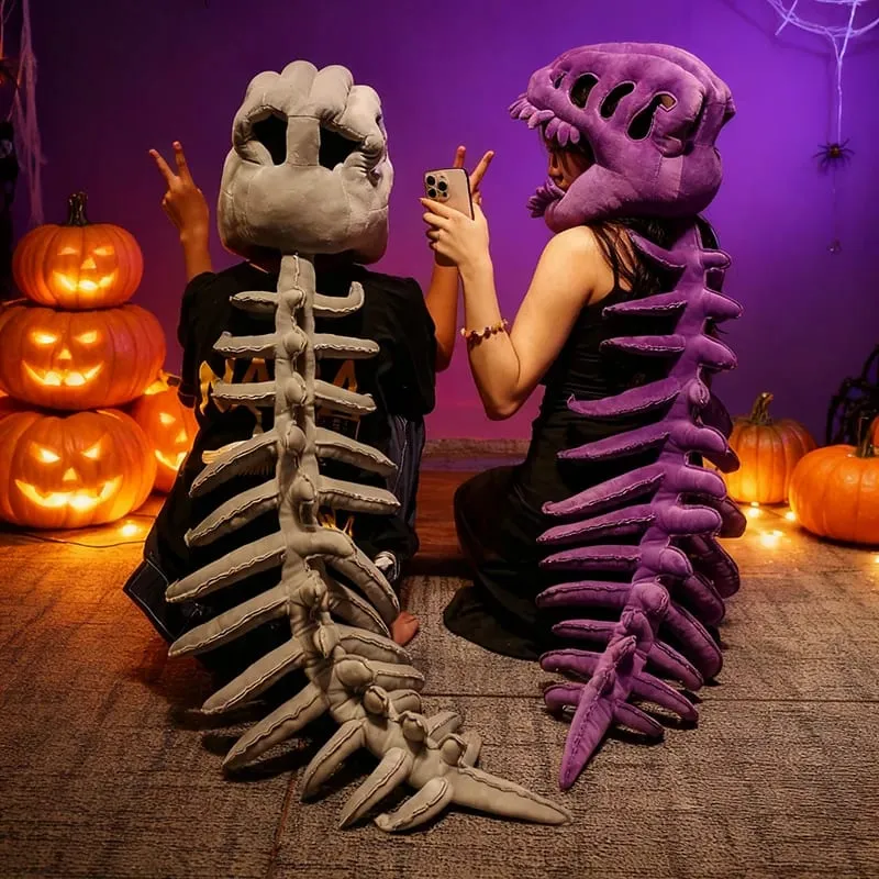 Dinosaur Skeleton Headgear Pillow - 4 Colors Perfect for Party Cosplay & Cozy Sofa Lounging