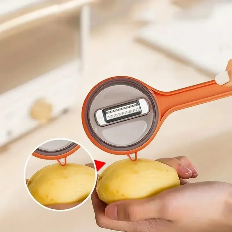 Peeler with Storage Box Fruit and Vegetable Peeler Double-Sided Stainless Steel Multi-Functional Peeler Suitable for Kitchen — image 4