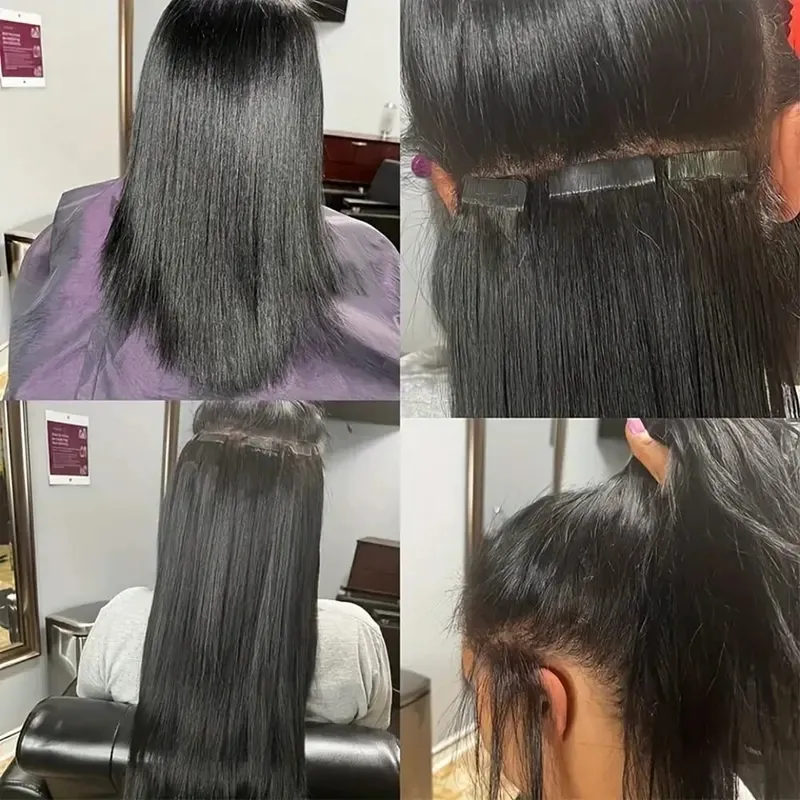 20pcs Tape In Human Hair Extensions Straight Invisible Seamless Natural Black 100% Brazilian Human Hair Tape Ins Hair Extensions — image 7