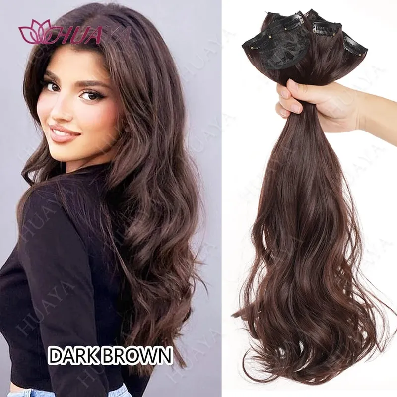 Clip In Hair Extensions 3 PCS Full Head 20/24 Inch Long Curly Wavy Synthetic Hair Pieces Natural Wavy For Women Girls Hair — image 8