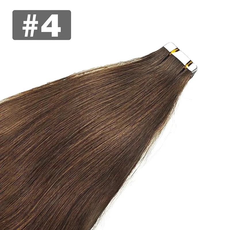 Straight Tape In Hair Extensions 20/40/60pcs Natural Black 100% Brazilian Human Hair Invisible Tape Ins Hair Extension For Women — image 10
