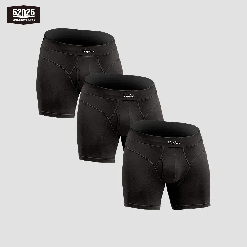 52025 Men's Cotton Modal Boxer Briefs – Ultra-Soft Breathable Underwear with Extended Coverage, All-Day Comfort and Modern Fit