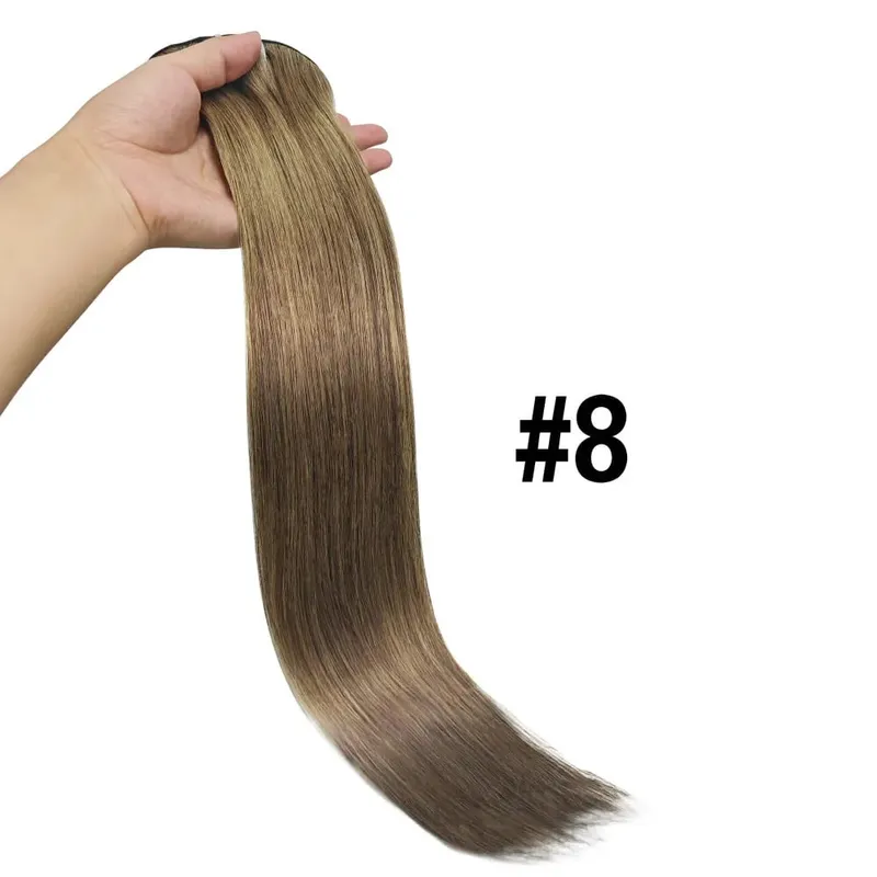 Straight Clip In Human Hair Extensions Brown Unprocessed Hair Extensions Full Head Brazilian Hair Seamless Clip Ins Extension