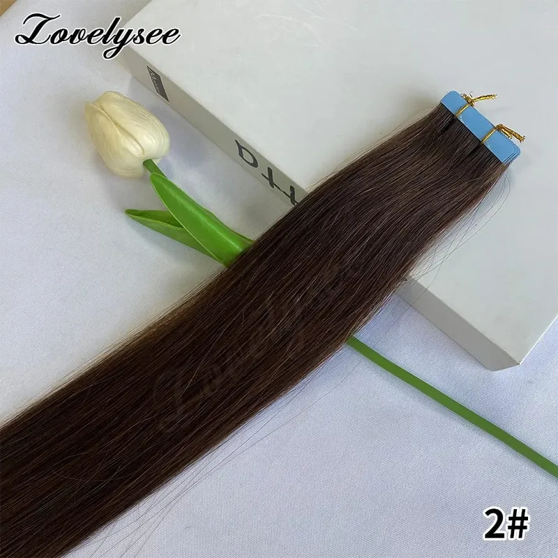 Luxurious Highlight Invisible Tape In Hair Extensions Human Hair Injection Pu Tape In Straight Hair Extensions Thick Ends