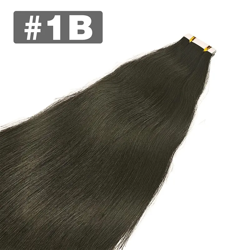 20pcs Tape In Human Hair Extensions Straight Invisible Seamless Natural Black 100% Brazilian Human Hair Tape Ins Hair Extensions — image 8