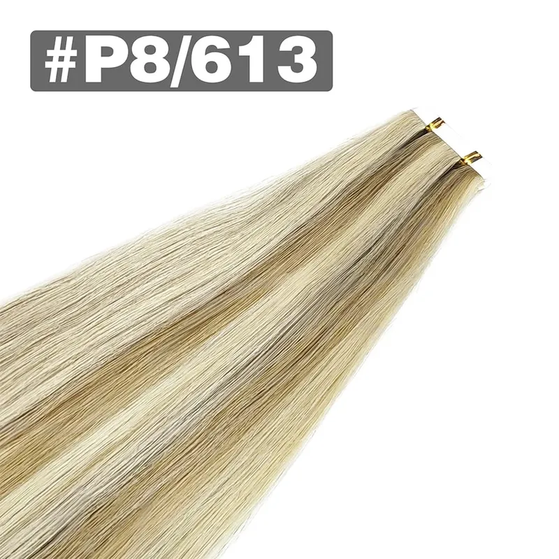 Straight Tape In Hair Extensions 20/40/60pcs Natural Black 100% Brazilian Human Hair Invisible Tape Ins Hair Extension For Women — image 15