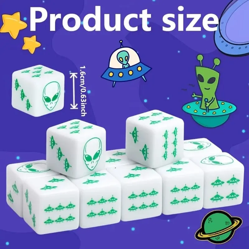 12Pcs Alien Theme D6 Dice Set Dice for Board Games Role Playing Dungeons and Dragons Party Supplies Gift for Adults Family — image 2