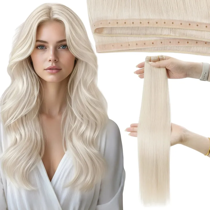 Moresoo Butterfly Weft Human Hair Extensions PU Hole Straight Extensiones De Cabello Humano Pu Hole Weft for Women and Party