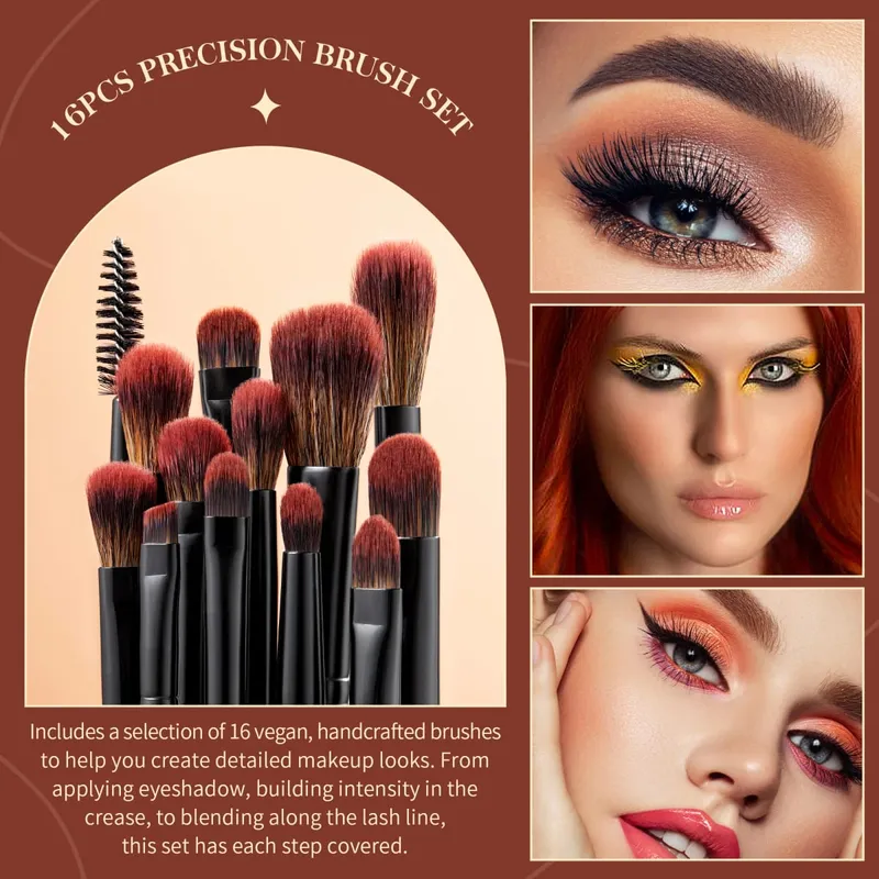 Jessup Eye Brushes Set 16pcs Makeup Brushes Synthetic Precision Eyebrow Brush Eyeshadow Blending Concealer Eyeliner T272