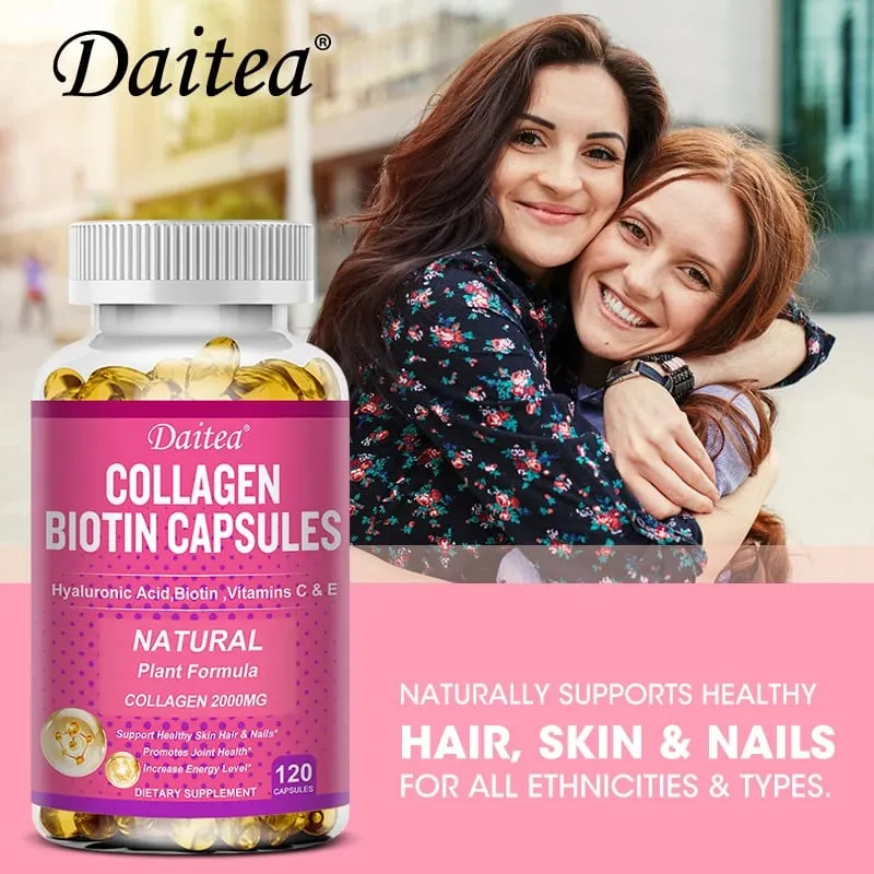 كبسولات Daitea Collagen Biotin تدعم صحة البشرة والمفاصل والشعر والأظافر ومضادات الأكسدة وغير المعدلة وراثيًا — image 6