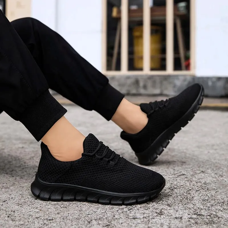 Men's Mesh Knit Slip On Shoes Breathable Lightweight Walking Sneakers Soft Sole Casual Dad Shoes