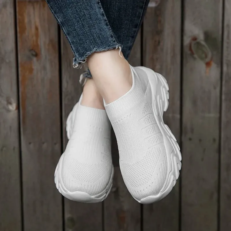 Sneakers i åndbar strik til mænd Letvægts-vandresko med platform til udendørs gåture Pendling og fritidstøj — image 6