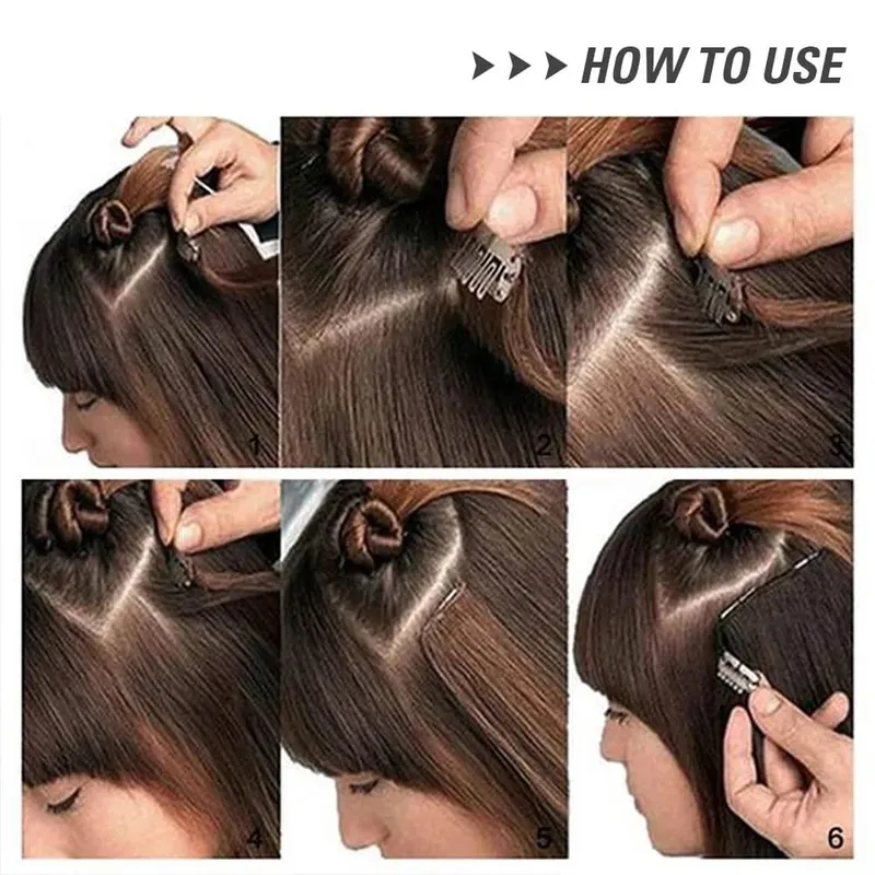 Straight High Temperature Fiber 11 Clips Ins Hair Extensions 24 Inch Orange Brown Synthetic Hair Daily Use Hair Pieces For Women — image 6