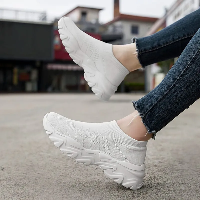 Sneakers i åndbar strik til mænd Letvægts-vandresko med platform til udendørs gåture Pendling og fritidstøj — image 4