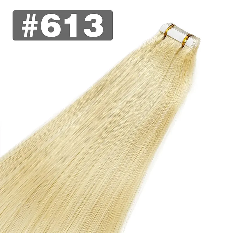 Straight Tape In Hair Extensions 20/40/60pcs Natural Black 100% Brazilian Human Hair Invisible Tape Ins Hair Extension For Women — image 13