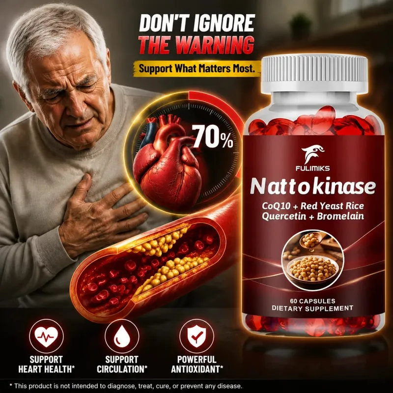 Nattokinase Supplement with CoQ10 Red Yeast Rice Quercetin Bromelain Support Blood Flow Heart Health Digestive Aid Energy — image 2