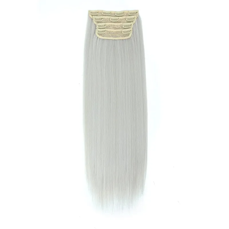 Straight High Temperature Fiber 11 Clips Ins Hair Extensions 24 Inch Orange Brown Synthetic Hair Daily Use Hair Pieces For Women — image 16