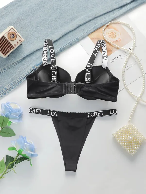 Solid Underwire Lingerie Set Women Push Up Bra with Steel Ring Fashion Women Underwear Panty Everyday Bras Set