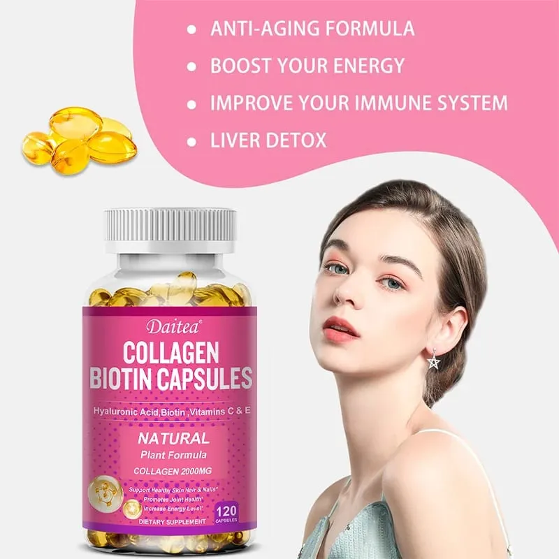كبسولات Daitea Collagen Biotin تدعم صحة البشرة والمفاصل والشعر والأظافر ومضادات الأكسدة وغير المعدلة وراثيًا — image 5