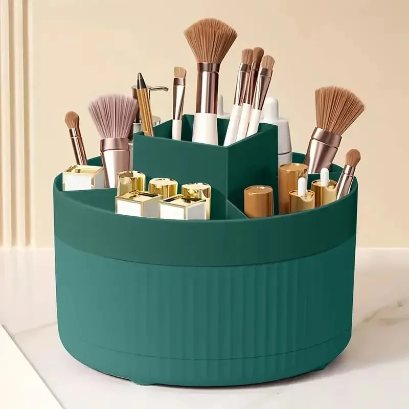 360° Rotating Makeup Organizer Makeup Holder Cosmetic Storage with 5 Compartments Multi-Functional Holder for Brushes Pen — image 22