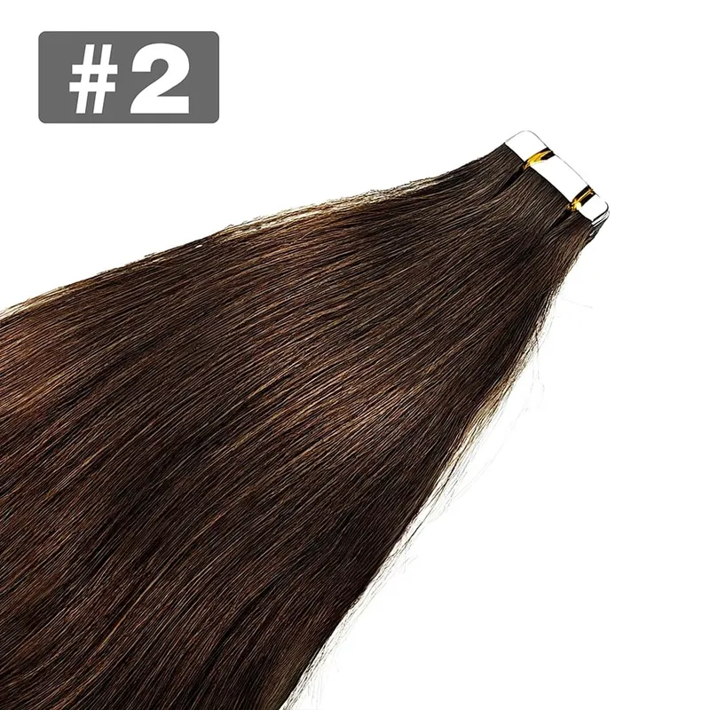 20pcs Tape In Human Hair Extensions Straight Invisible Seamless Natural Black 100% Brazilian Human Hair Tape Ins Hair Extensions — image 9