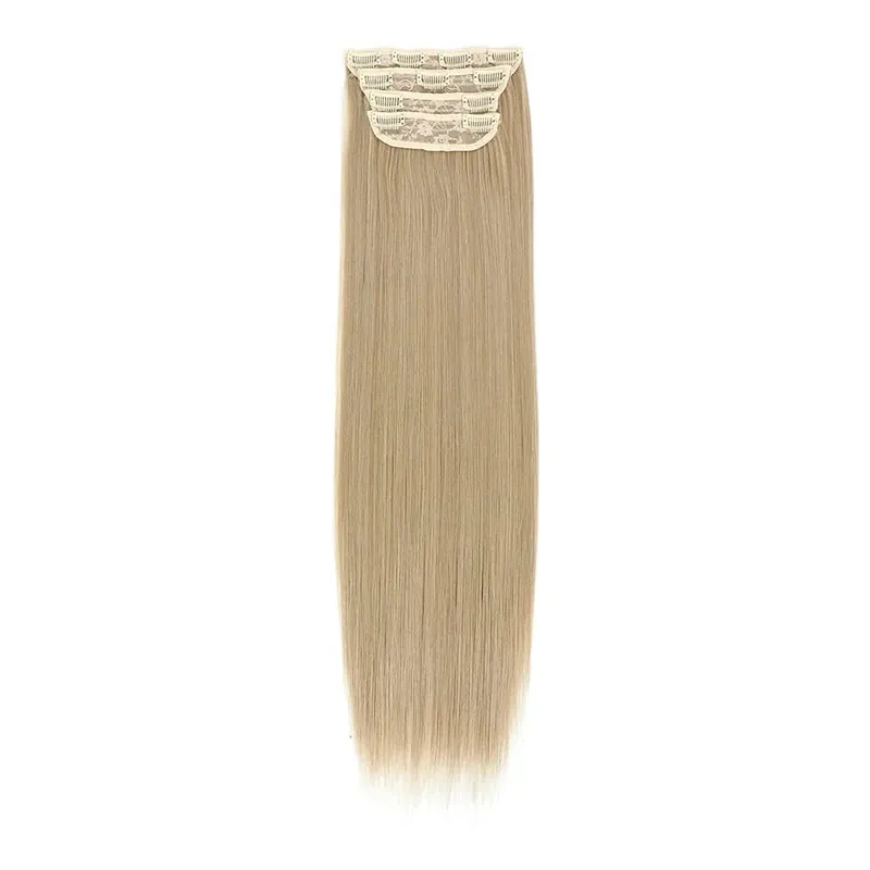 Straight High Temperature Fiber 11 Clips Ins Hair Extensions 24 Inch Orange Brown Synthetic Hair Daily Use Hair Pieces For Women — image 9