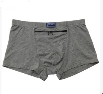 Dropshipping Men's anti-theft underwear big pockets Boxer four quarter anti-theft briefs, single zippers Panties