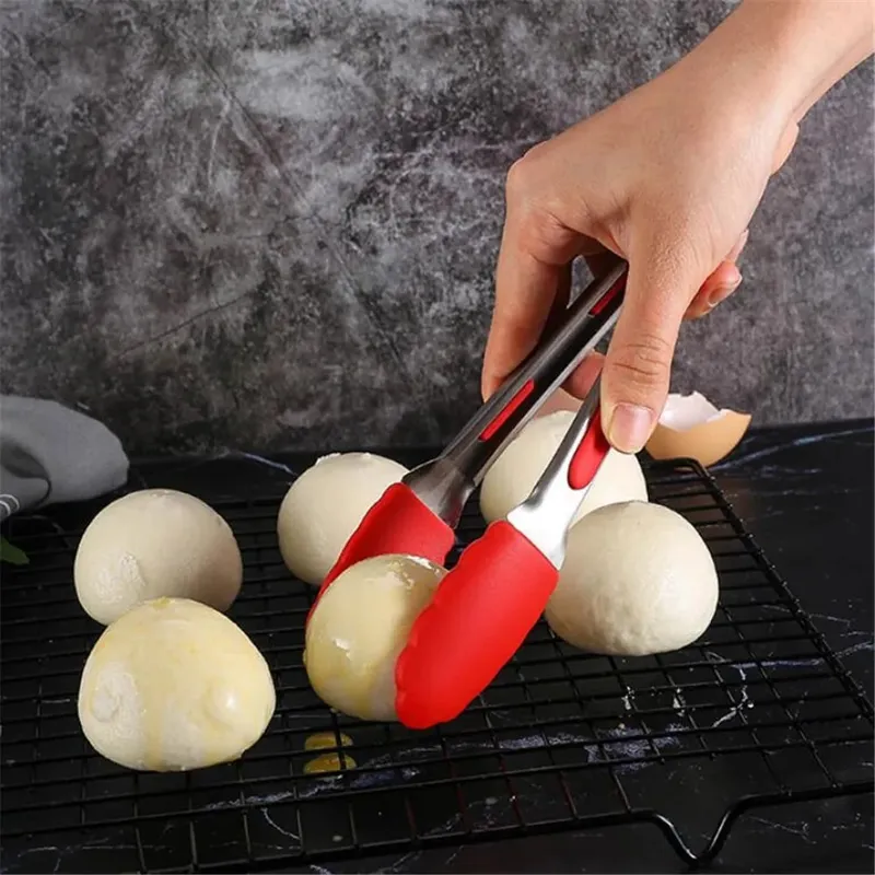 1pc/3pcs Tong&Oil Brush&Silicone Spatula Cookware Utensils Food Grade Cooking Clamp Kitchen Home Salad Serving BBQ Tool Scraper