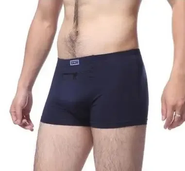 Dropshipping Men's anti-theft underwear big pockets Boxer four quarter anti-theft briefs, single zippers Panties — image 3
