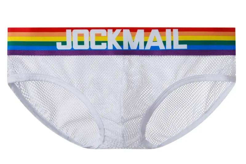Jockmail 섹시한 남성 속옷 브리프 코튼 로우 라이즈 언더 팬츠 네트 원사 레이스, 통기성 여름 반바지 calzoncillos hombre slip