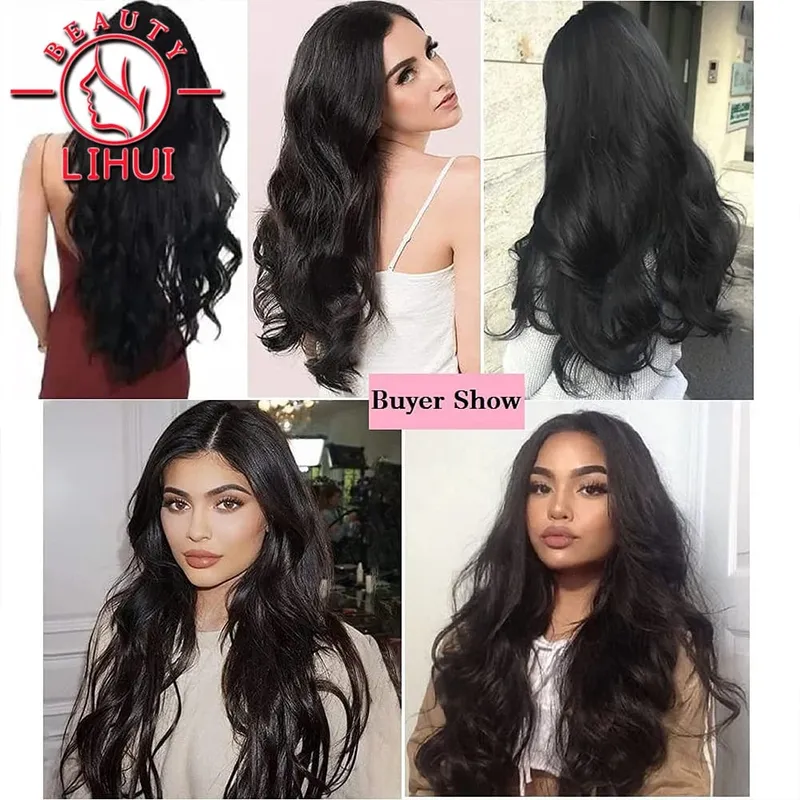 Long Wavy Hair Extensions Synthetic Clip In Hair Extensions Ombre Honey Blonde Dark Brown Thick Hairpieces 6pcs/set 20 Inch — image 5