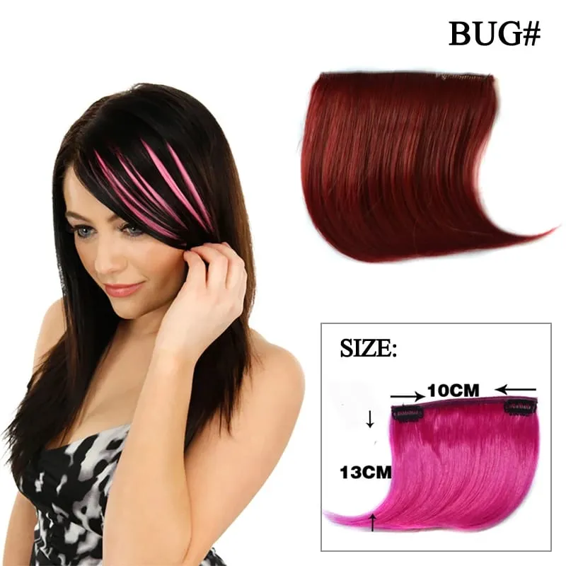 Colorful Synthetic Cosplay Hair Bangs Heat Resistant Invisible Extensions with Clips Quick Style Change Hairpieces